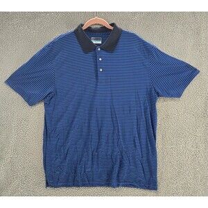 PGA Tour Polo Shirt Mens XXL Blue Striped Golf Short Sleeve